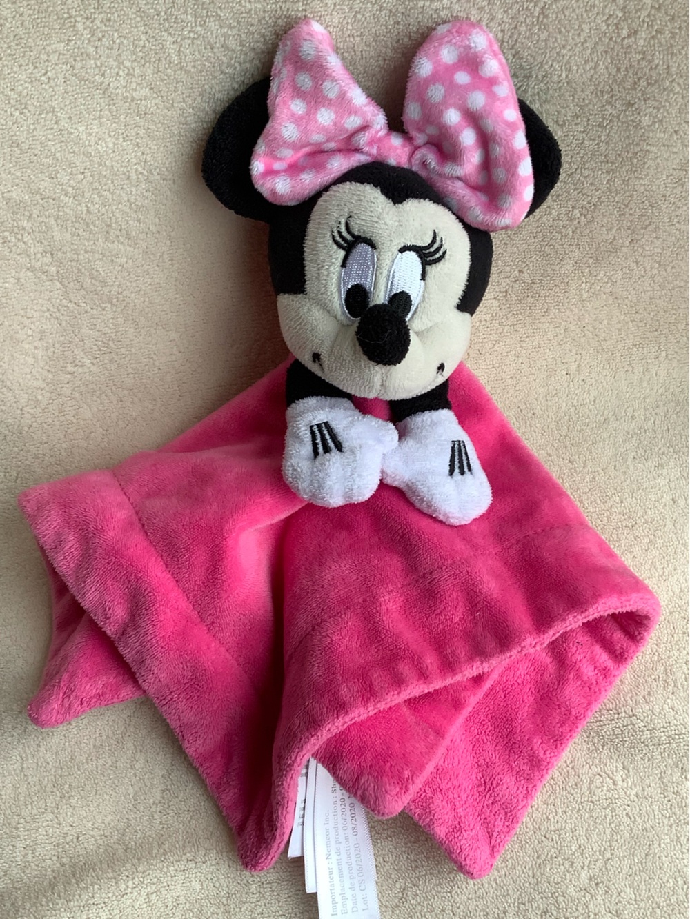Disney Baby Minnie Mouse by Nemcor Hot Pink Plush Lovey Security Blanket Toy